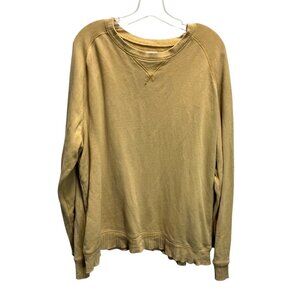 Lands End Canvas Mustard Yellow Crewneck Sweatshirt Mens Size L Cotton Long Slee